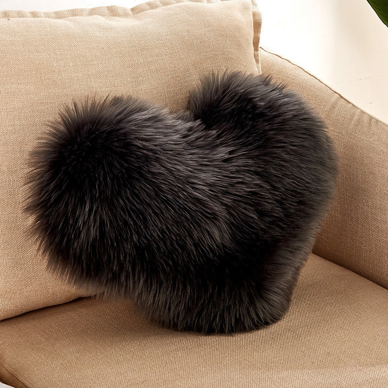 HKM-354771 Heart-Shaped Plush Cushion Pillow Cover in Multiple Colors