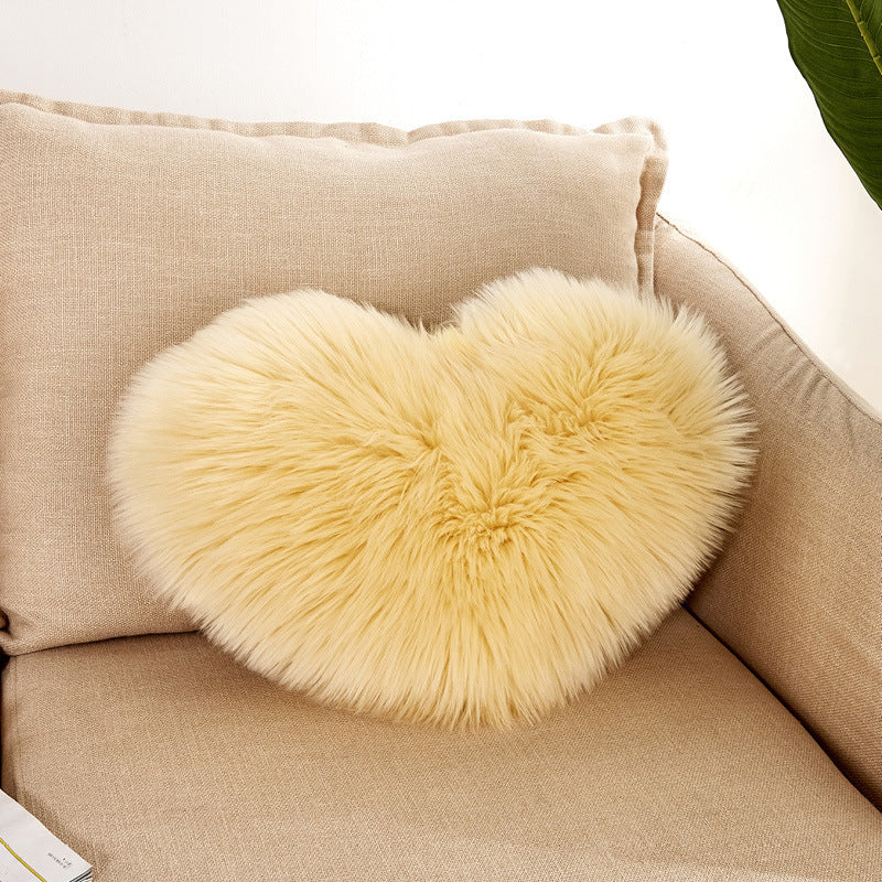 HKM-354771 Heart-Shaped Plush Cushion Pillow Cover in Multiple Colors
