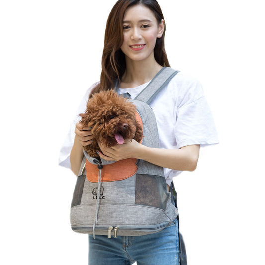 HKM-354835 Portable Breathable Dog and Cat Backpack Carrier with Adjustable Straps and Leg Out Design