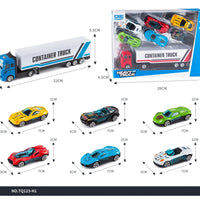 HKM-354899 Diecast Alloy Vehicle Set with 5 Cars and 1 Tractor Trailer for Pretend Play