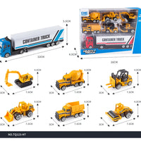 HKM-354899 Diecast Alloy Vehicle Set with 5 Cars and 1 Tractor Trailer for Pretend Play