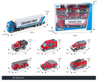 HKM-354899 Diecast Alloy Vehicle Set with 5 Cars and 1 Tractor Trailer for Pretend Play