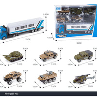 HKM-354899 Diecast Alloy Vehicle Set with 5 Cars and 1 Tractor Trailer for Pretend Play
