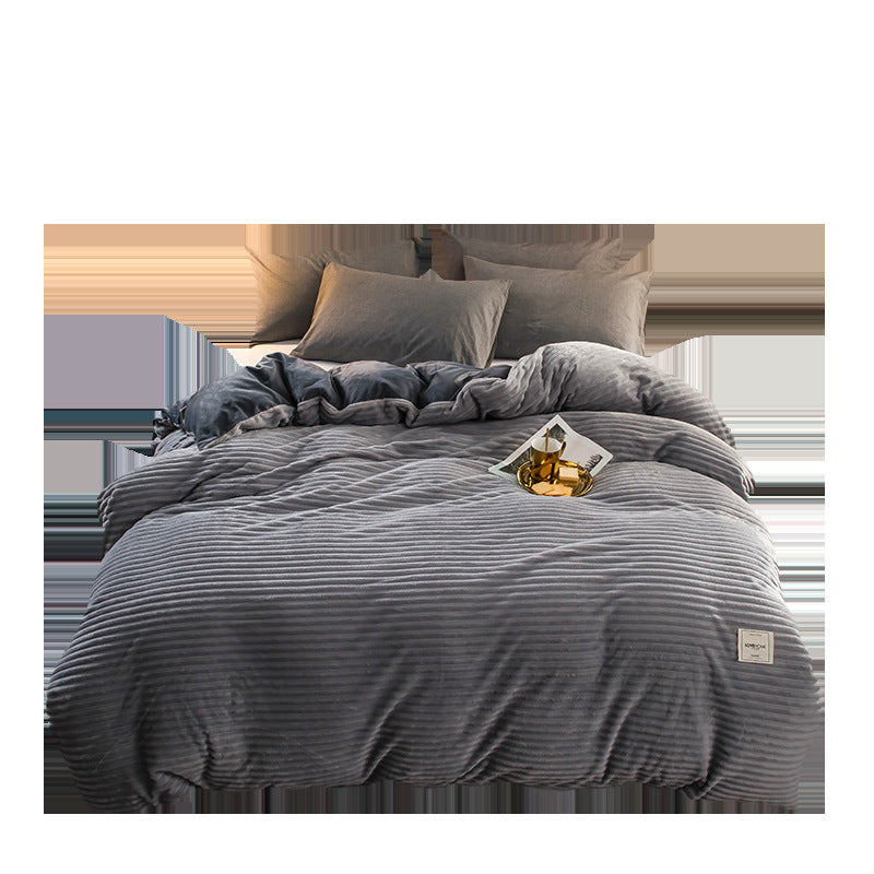 HKM-354963 Velvet Magic Flannel Double Duvet Cover, Simple Style, 100% Polyester Fiber, Plain Pattern