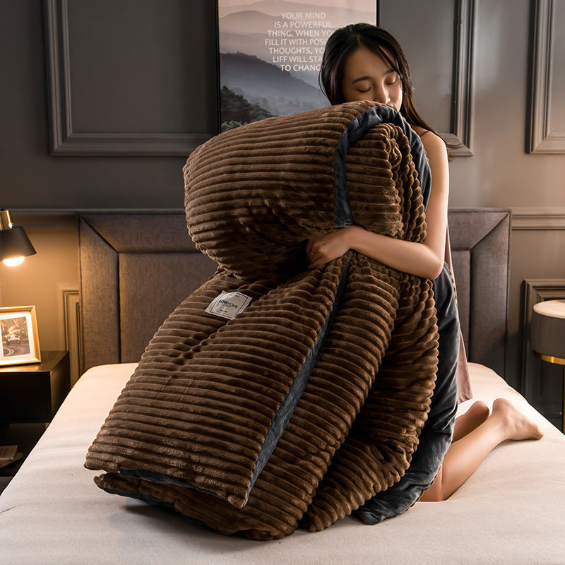 HKM-354963 Velvet Magic Flannel Double Duvet Cover, Simple Style, 100% Polyester Fiber, Plain Pattern