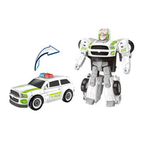 HKM-355283 2-in-1 DIY Assembly Police Car Toy Robot - Transforming Building Blocks for Kids