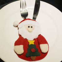 HKM-355411 Christmas-Themed Knife and Fork Set in Wool and Brushed Fabric - Elk, Snowman, Old Man Designs