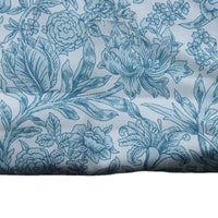 HKM-355475 Blue and White Floral Cotton Fabric for Children's Dresses, Long 1M x 1.45M