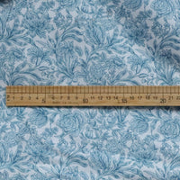 HKM-355475 Blue and White Floral Cotton Fabric for Children's Dresses, Long 1M x 1.45M