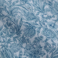 HKM-355475 Blue and White Floral Cotton Fabric for Children's Dresses, Long 1M x 1.45M