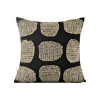 HKM-355603 Coffee Textured Cotton and Linen Pillow with Feather Core - Modern Minimalist Design 50x50cm