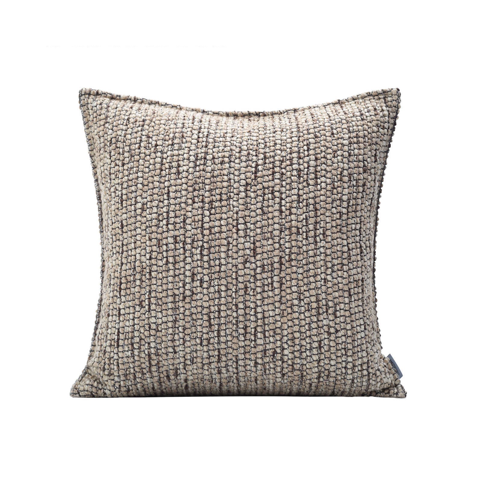 HKM-355603 Coffee Textured Cotton and Linen Pillow with Feather Core - Modern Minimalist Design 50x50cm