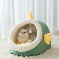 HKM-355603 Cozy Semi-Closed Pet Nest for Dogs and Cats - Soft, Warm, Detachable, and Washable Litter Bed