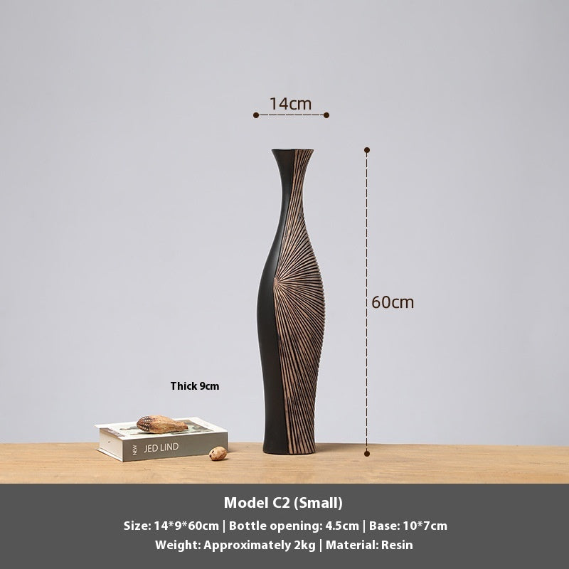 HKM-355731 Elegant Vertical High Floor Vase in Modern Resin Design for Stylish Home Decor