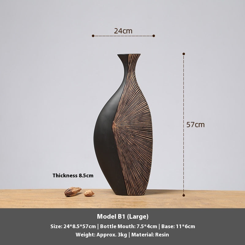 HKM-355731 Elegant Vertical High Floor Vase in Modern Resin Design for Stylish Home Decor