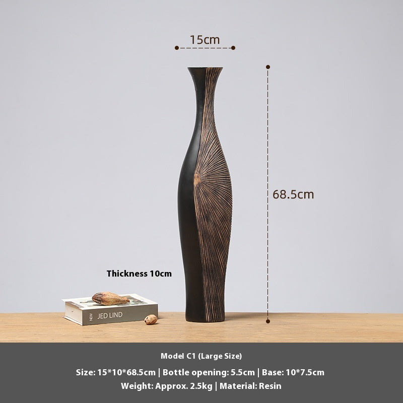 HKM-355731 Elegant Vertical High Floor Vase in Modern Resin Design for Stylish Home Decor