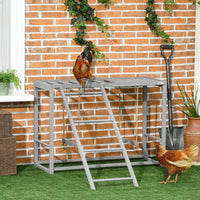 HKM-355731 Wooden Chicken Activity Game with Swing Set for 3-4 Birds, Coop Accessory with Perches and Hen Ladder, Grey