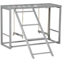 HKM-355731 Wooden Chicken Activity Game with Swing Set for 3-4 Birds, Coop Accessory with Perches and Hen Ladder, Grey