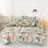 HKM-355795 Aloe Cotton 4-Piece Spring-Summer Bed Sheet Set with Floral Design