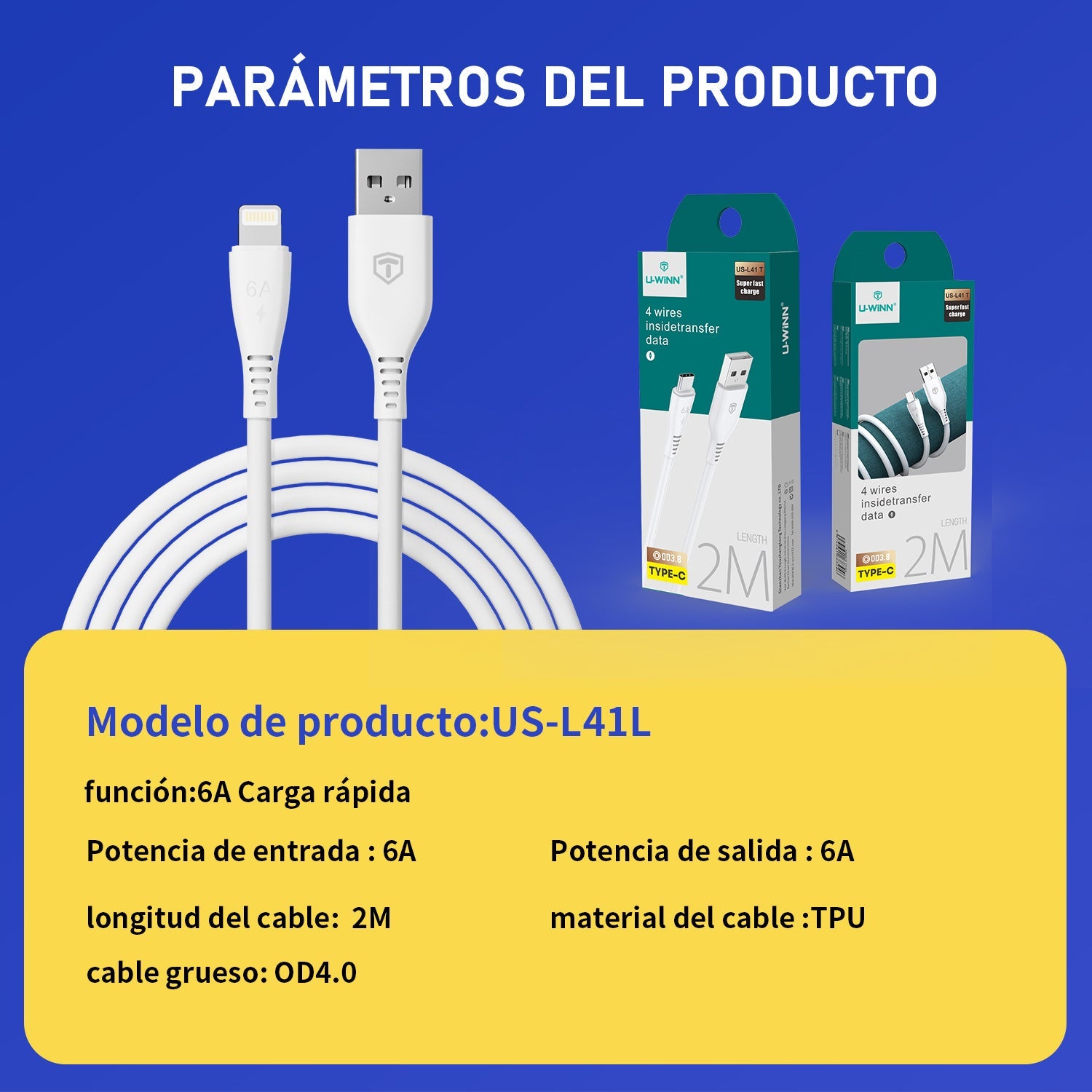 HKM-356051 2M Micro USB Cable 6A High-Speed Data Transfer, PVC & Braided Nylon Construction
