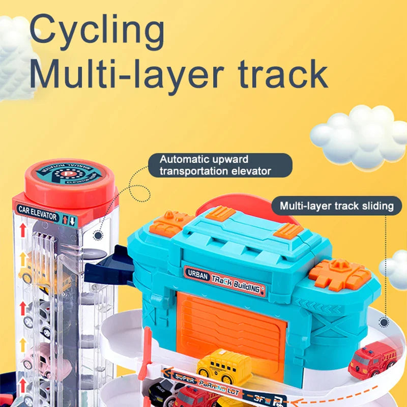 HKM-356051 3-Layer Electric Car Parking Lot Toy with Light and Music for Kids
