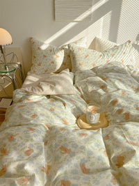 HKM-356115 Pastoral Floral Print Pure Cotton Four-Piece Bedding Set