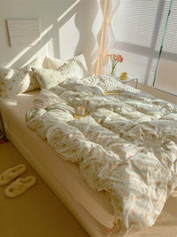 HKM-356115 Pastoral Floral Print Pure Cotton Four-Piece Bedding Set