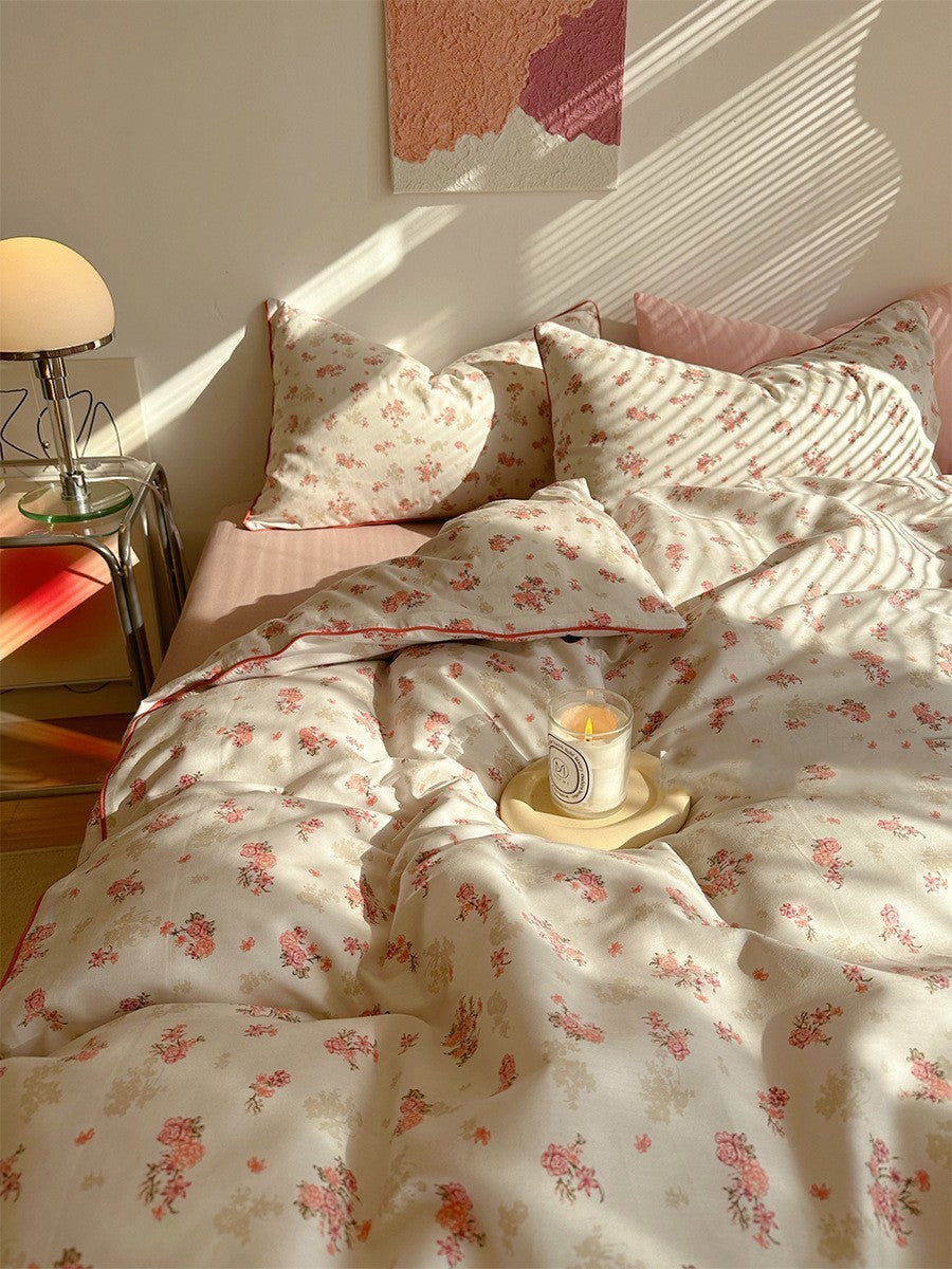 HKM-356115 Pastoral Floral Print Pure Cotton Four-Piece Bedding Set