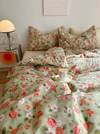 HKM-356115 Pastoral Floral Print Pure Cotton Four-Piece Bedding Set