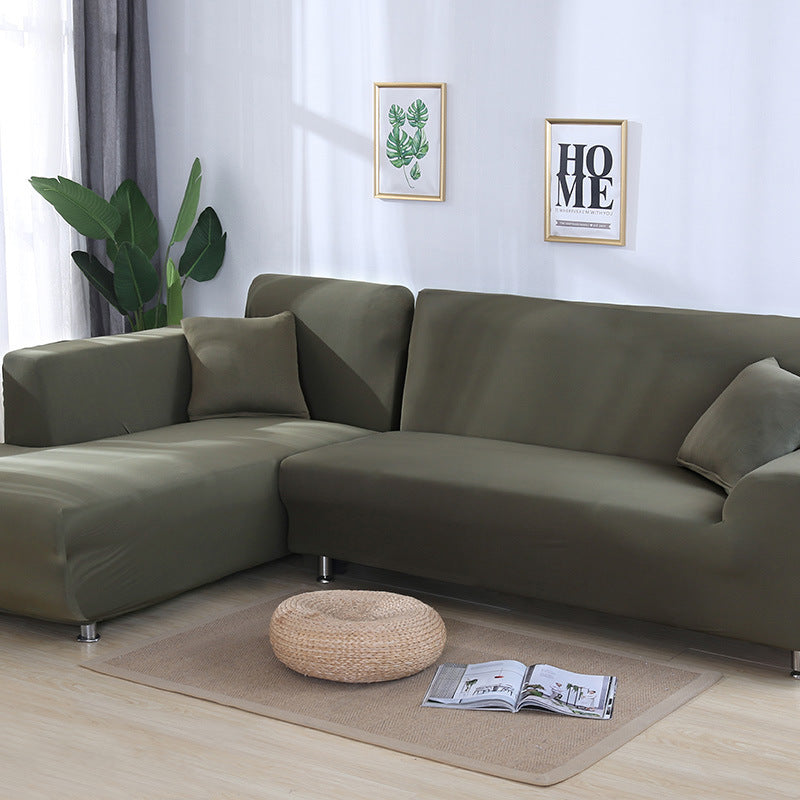 HKM-356179 Elastic Sofa Cover Set for Corner Sectional - 2-Piece Design, Stretchable Polyester & Spandex