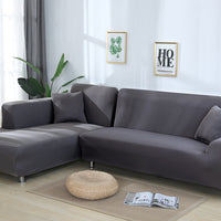 HKM-356179 Elastic Sofa Cover Set for Corner Sectional - 2-Piece Design, Stretchable Polyester & Spandex