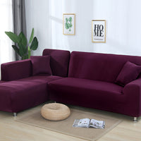 HKM-356179 Elastic Sofa Cover Set for Corner Sectional - 2-Piece Design, Stretchable Polyester & Spandex