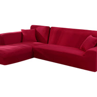 HKM-356179 Elastic Sofa Cover Set for Corner Sectional - 2-Piece Design, Stretchable Polyester & Spandex