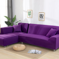 HKM-356179 Elastic Sofa Cover Set for Corner Sectional - 2-Piece Design, Stretchable Polyester & Spandex