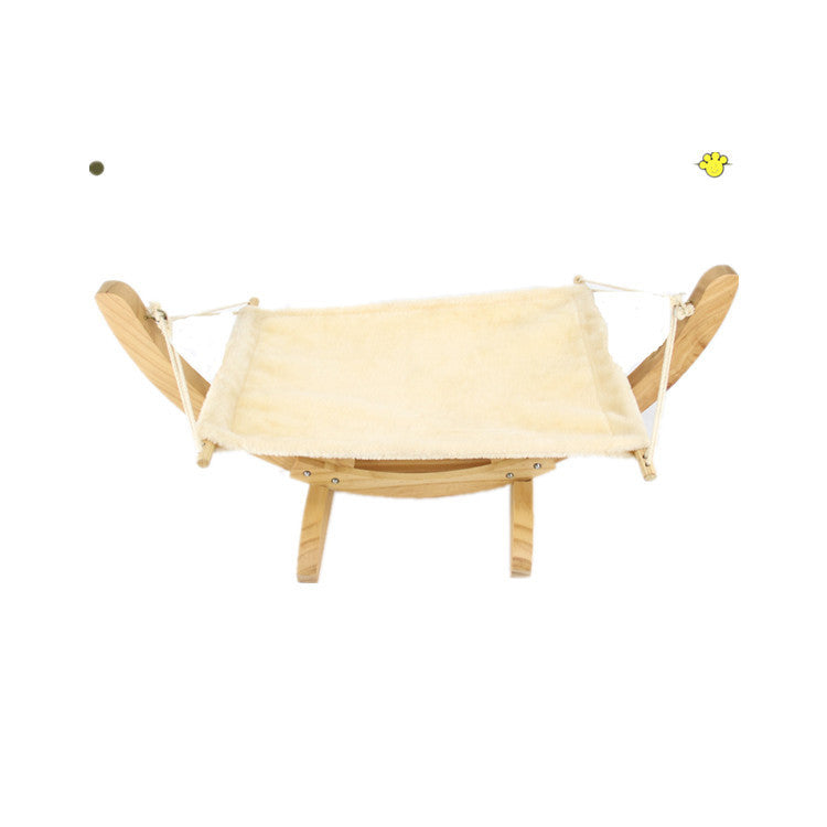 HKM-356307 Removable and Washable Breathable Cat Hammock with Wooden Frame and Plush Mattress