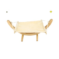 HKM-356307 Removable and Washable Breathable Cat Hammock with Wooden Frame and Plush Mattress
