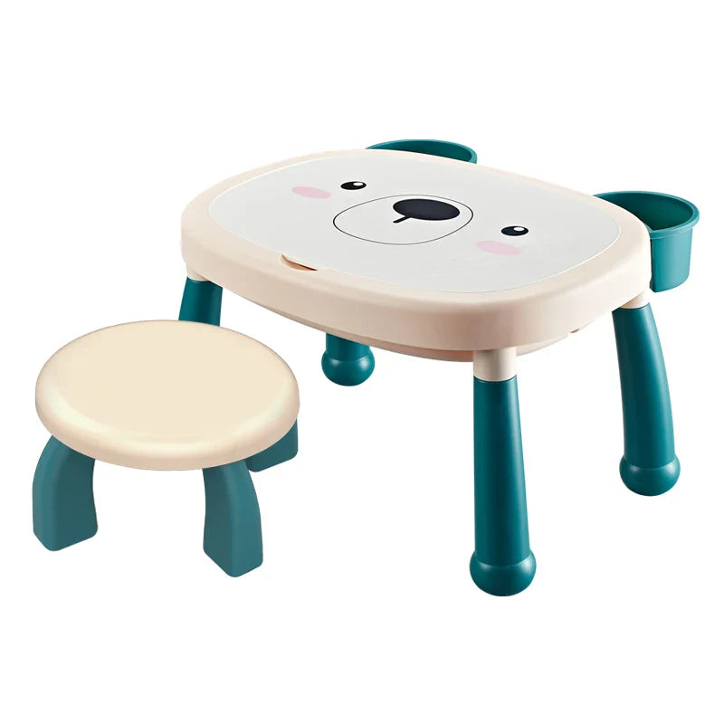 Double-Sided Building Brick Table with Chairs and Storage for Kids, Educational Play Set