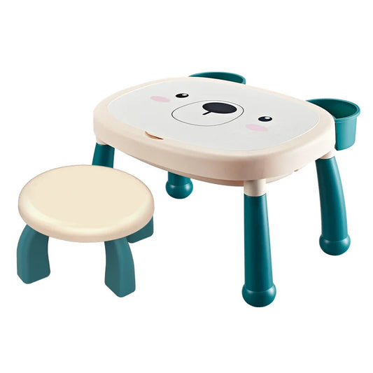 Double-Sided Building Brick Table with Chairs and Storage for Kids, Educational Play Set