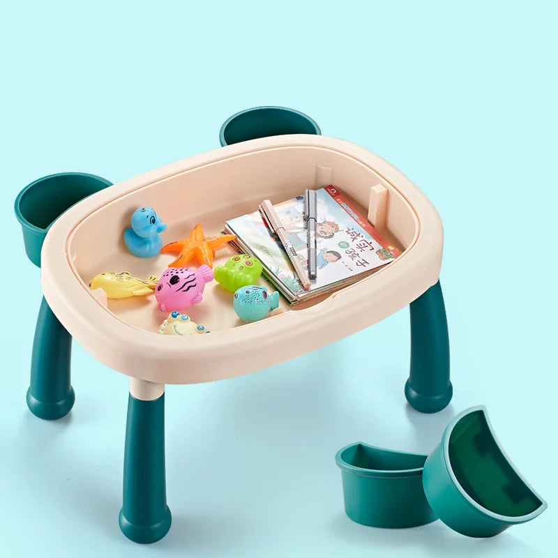 Double-Sided Building Brick Table with Chairs and Storage for Kids, Educational Play Set