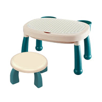 HKM-356435 Double-Sided Building Brick Table with Chairs and Storage for Kids, Educational Play Set