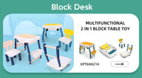 HKM-356435 Double-Sided Building Brick Table with Chairs and Storage for Kids, Educational Play Set