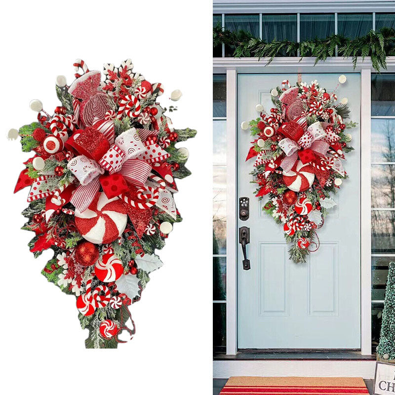 HKM-356563 Artificial Christmas Wreath Garland - Festive Holiday Decoration for Home, Porch, Window, or Door