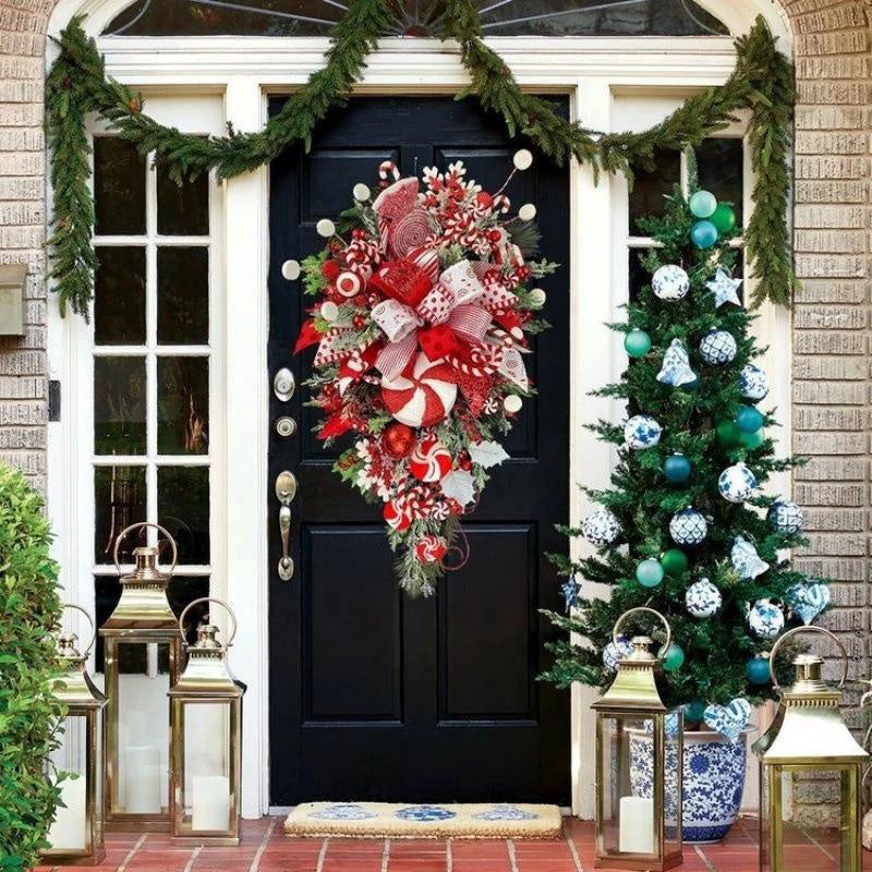 HKM-356563 Artificial Christmas Wreath Garland - Festive Holiday Decoration for Home, Porch, Window, or Door