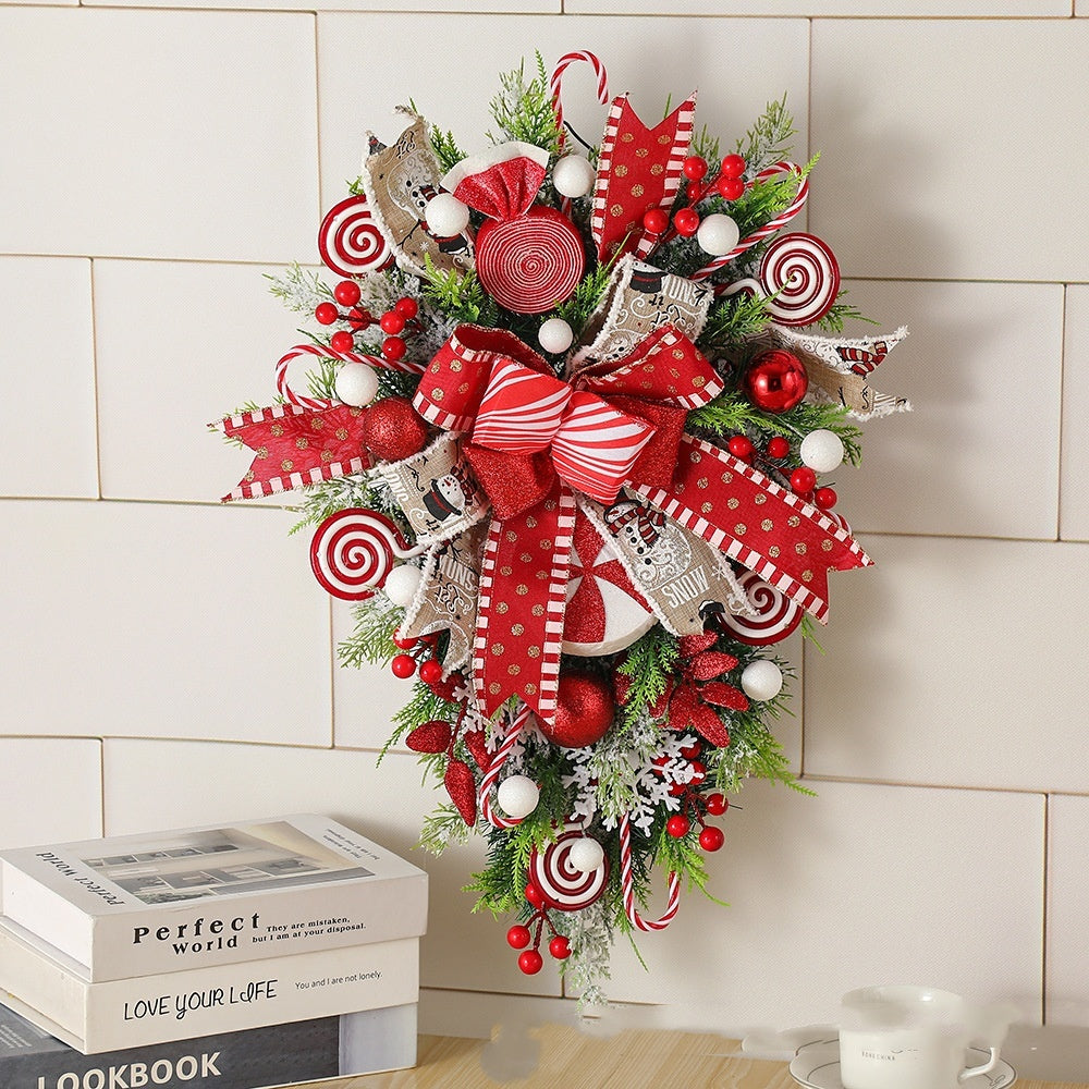 HKM-356563 Artificial Christmas Wreath Garland - Festive Holiday Decoration for Home, Porch, Window, or Door
