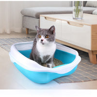 HKM-356627 Semi Enclosed Thickened Splash Proof Cat Litter Box with Optional Cat Mat and Shovel