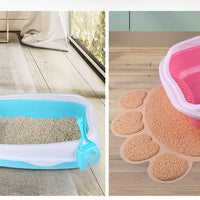 HKM-356627 Semi Enclosed Thickened Splash Proof Cat Litter Box with Optional Cat Mat and Shovel