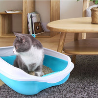 HKM-356627 Semi Enclosed Thickened Splash Proof Cat Litter Box with Optional Cat Mat and Shovel