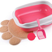 HKM-356627 Semi Enclosed Thickened Splash Proof Cat Litter Box with Optional Cat Mat and Shovel