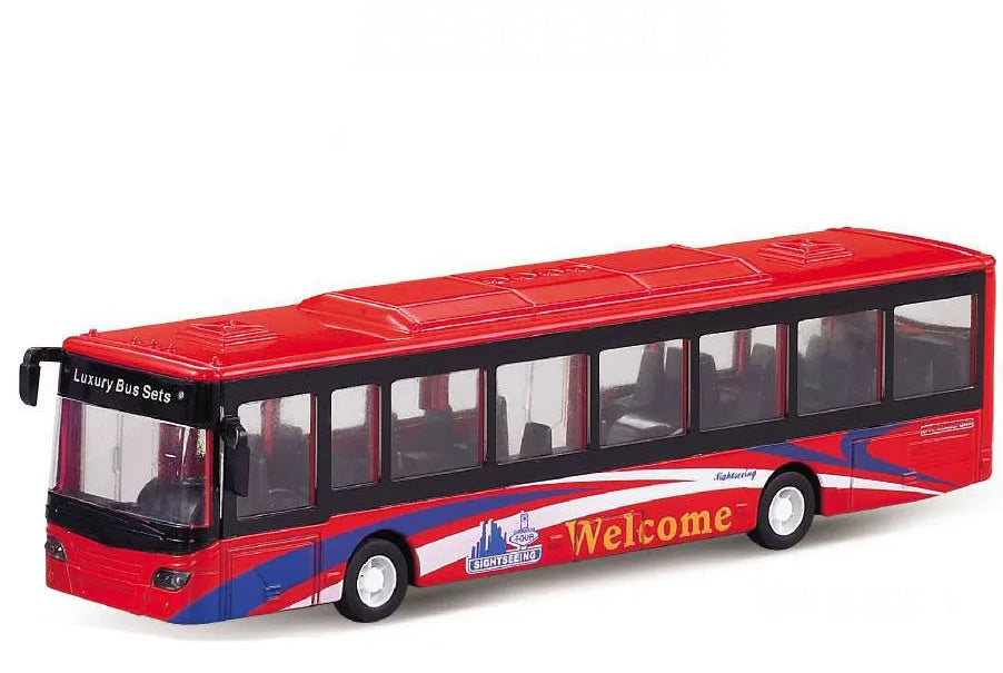 HKM-356755 Pull Back Die Cast Alloy Bus Model - 1:35 Scale Toy Vehicle for Ages 2 and Up