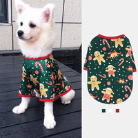HKM-356819 Festive Cotton Dog Clothes: Snowman, Elk, Gingerbread Man, Santa Claus, Merry Christmas in Sizes XS to L